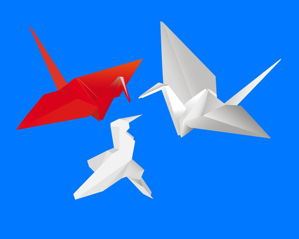 three Japanese paper cranes - Vector, Image