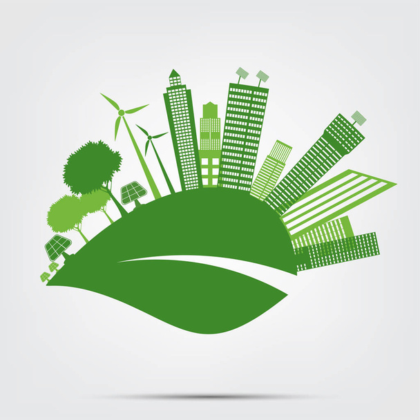 Zelená města pomáhají světu s ekologskými pojmy myšlenky, vektorovou llustraci - Vektor, obrázek