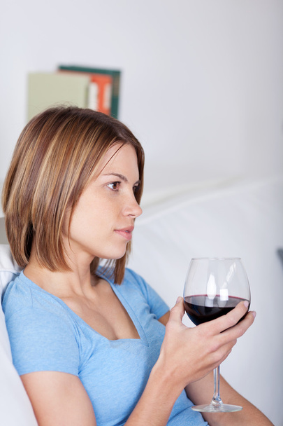 Woman with a glass of red wine - Zdjęcie, obraz