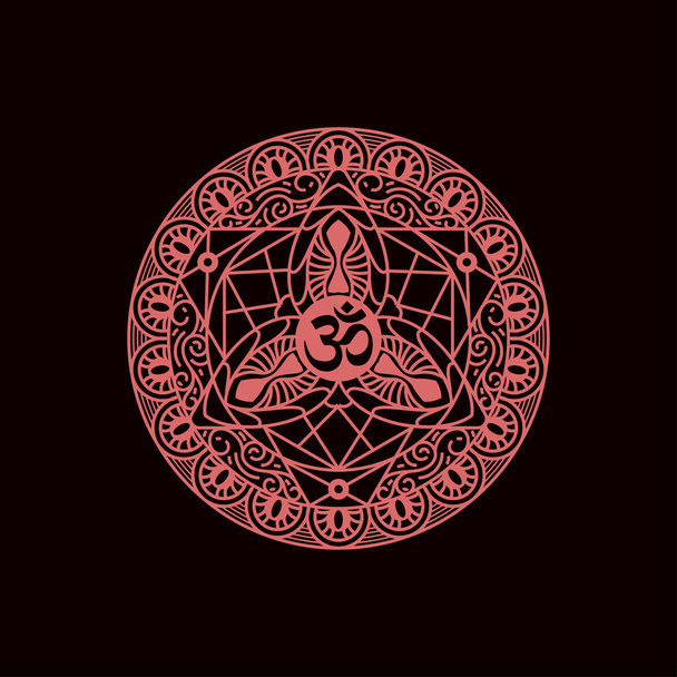dekorative Mandala-Muster mit om-Symbol. Vektor-Design für Print, Poster, T-Shirt, Web - Vektor, Bild