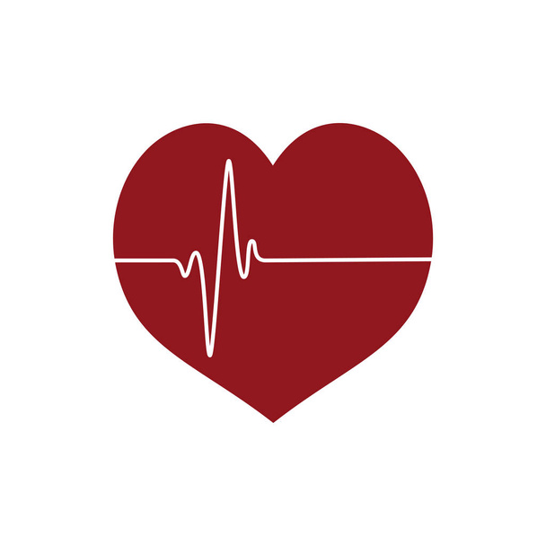 heart icon with heartbeating line white background - Vector, Image