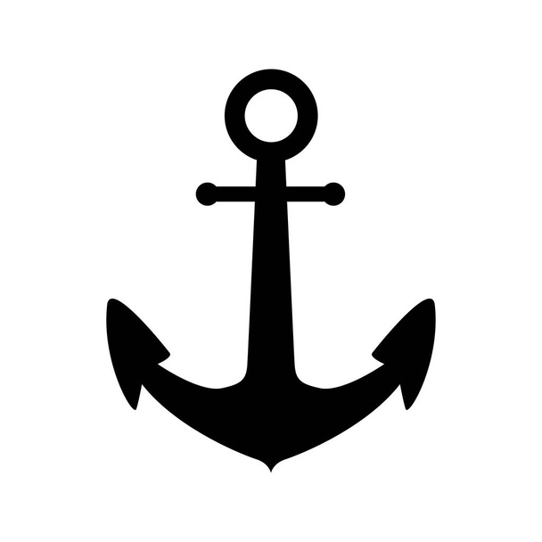 plain anchor icon black and white background - Vector, Image