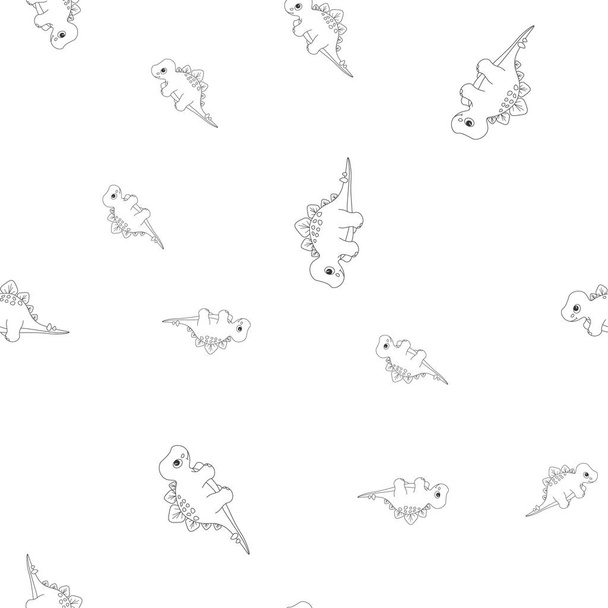 Dinosaur stegosaurus contour seamless pattern - Вектор,изображение