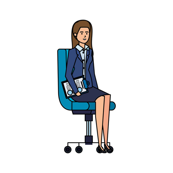 mulher de negócios elegante sentado na cadeira de escritório
 - Vetor, Imagem