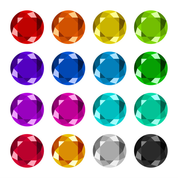 kolekce ilustračních ikon pro kruhové tvary kosočtverečných kamenů - Vektor, obrázek