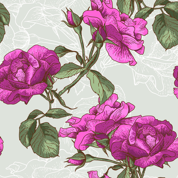 Beautiful Seamless Rose Background - Vector, Image