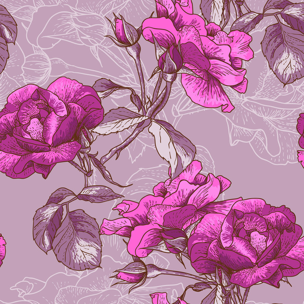 mooie naadloze rose achtergrond - Vector, afbeelding