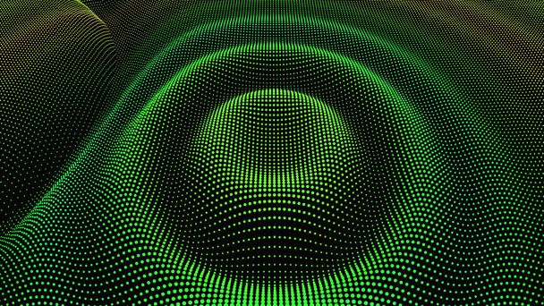 Parçacık 3d dalgalı dalgalanma etkisi. Renk Izgara yüzeyi - Vektör, Görsel