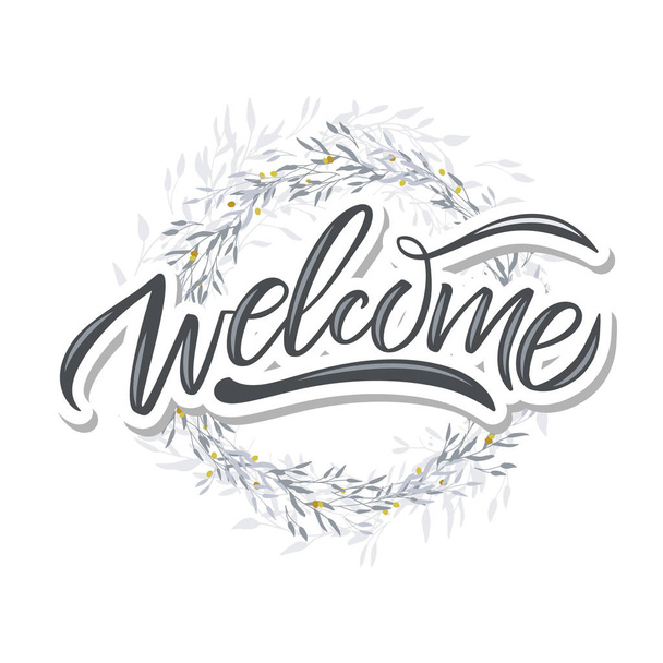Hand sketched Welcome lettering typography. Drawn art sign. - Vector, Imagen