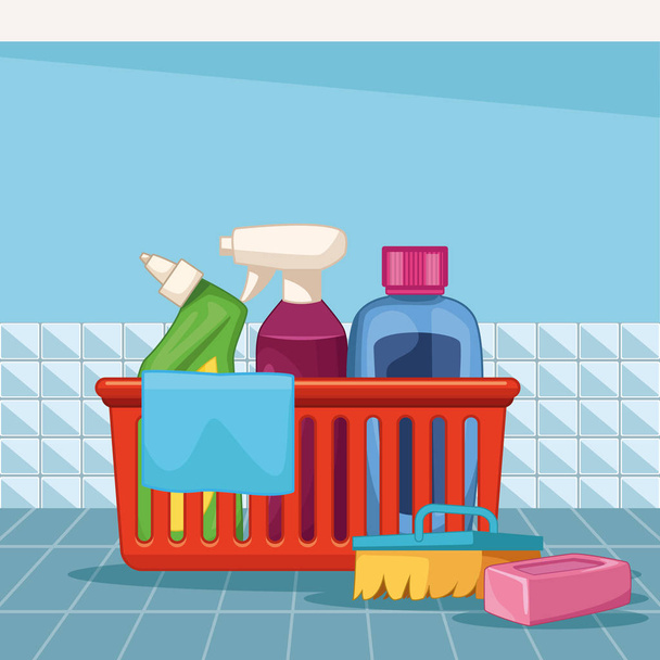 housekeeping cleaning cartoon - Vector, Image