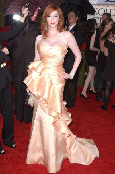 Christina Hendricks (wearing a Christian Siriano gown) at arrivals for The 67th Annual Golden Globes Awards - ARRIVALS, Beverly Hilton Hotel, Beverly Hills, CA January 17, 2010. Photo By: Tony Gonzalez/Everett Collection - Foto, Imagem