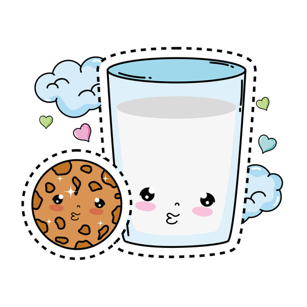 γυαλί γάλακτος με χαρακτήρα μπισκότο - Διάνυσμα, εικόνα
