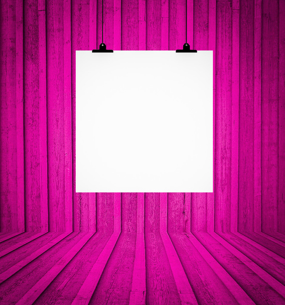 Blank board hanging at wall in pink retro room - Photo, Image