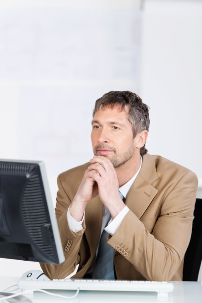 Businessman Looking At Computer Screen In Office - Φωτογραφία, εικόνα
