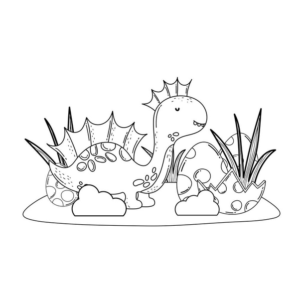 aranyos Apatosaurus tojással - Vektor, kép