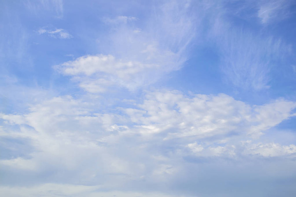 Blue sky with white clouds, clear blue sky with plain white clou - Foto, afbeelding
