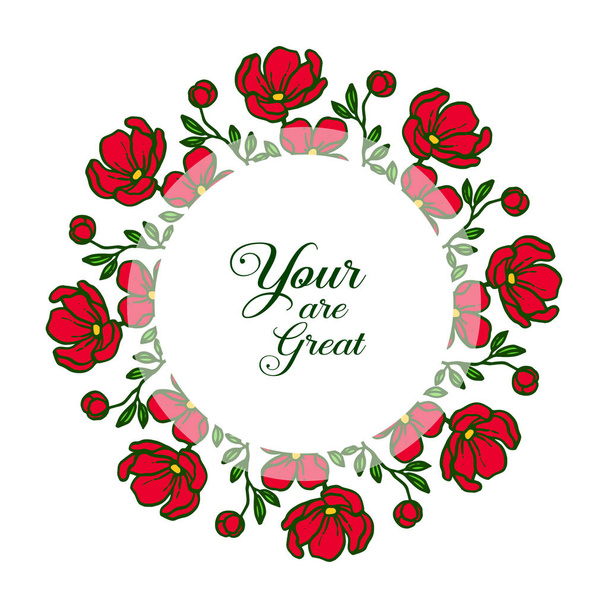 Vektör illüstrasyon dekor kartı sanat kırmızı çiçek çerçeve ile harika - Vektör, Görsel
