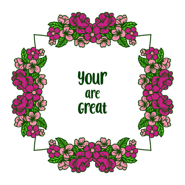 Vector illustration letter your are great with various crowd colorful wreath frames - Vecteur, image