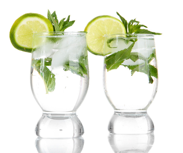 Glasses of cocktail with ice isolated on white - Photo, Image