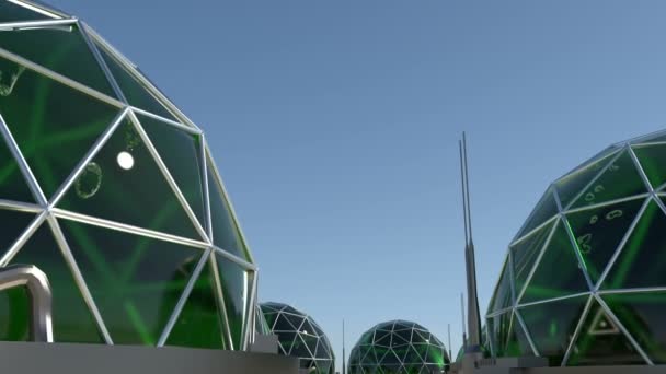 Biodome buildings in sunlight, CGI - Footage, Video