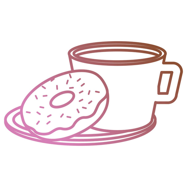 甘いドーナツとコーヒー カップ - ベクター画像