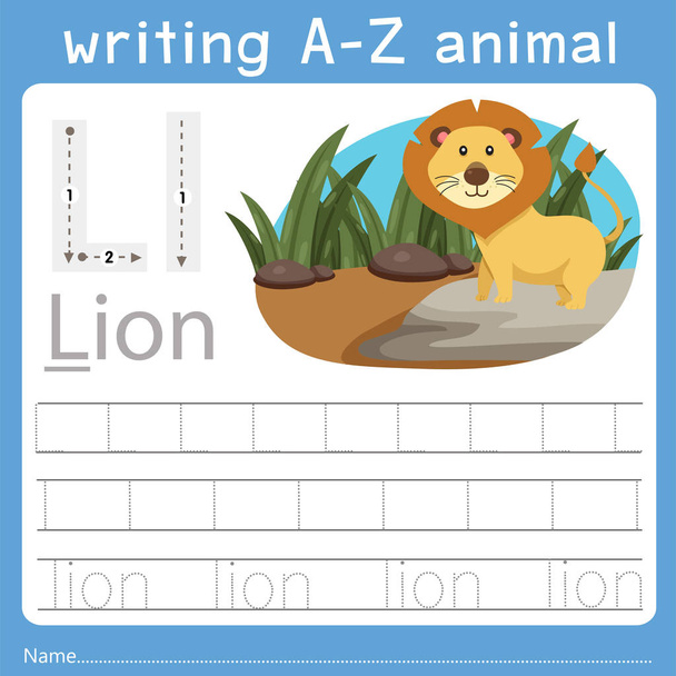 Illustrator of writing a-z animal l - Vector, afbeelding