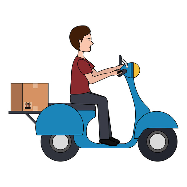 correio no serviço de entrega de motocicletas - Vetor, Imagem