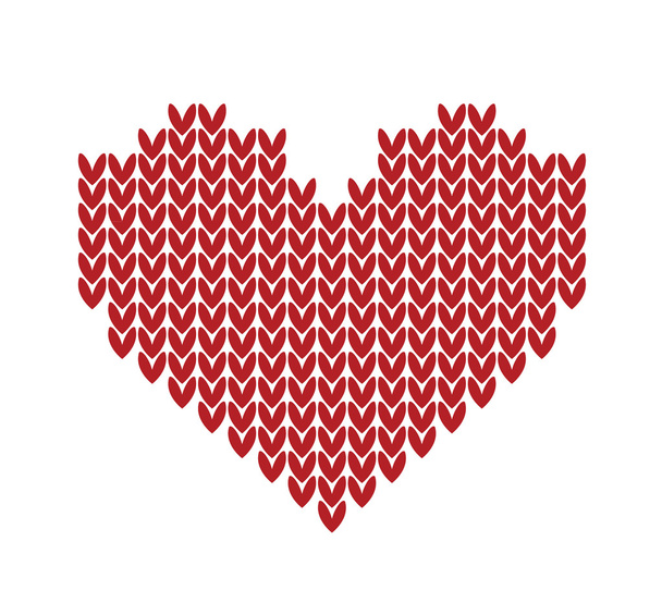 seamless Knitted pattern with red heart - Vektor, obrázek