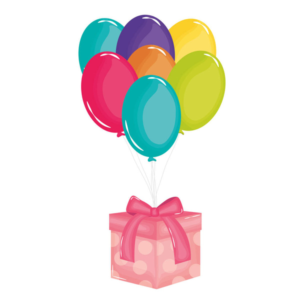 gift box with balloons air floating - Vector, Image