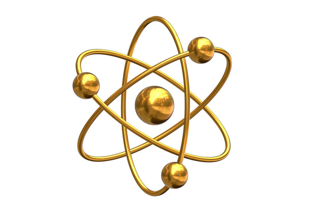 3D render of abstract model of atom isolated on white background. - Foto, afbeelding