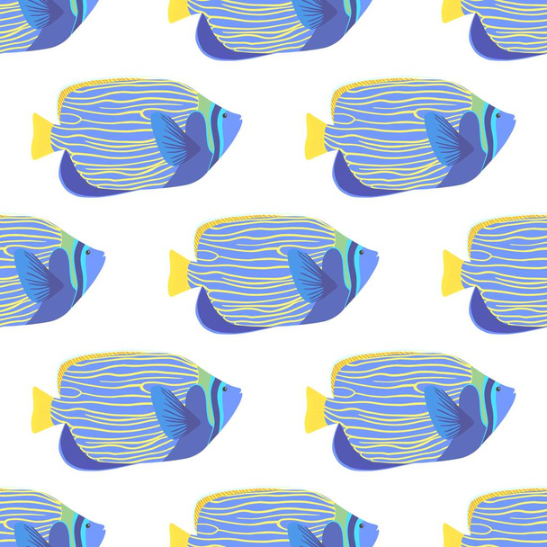 Imperador angelfish sem costura padrão. Pomacanthus imperator ilustração
 - Vetor, Imagem