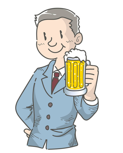 Office worker toasting with beer - Vector, Image