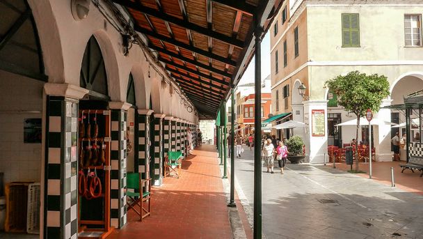 View from the street of the city market of Ciutadella de Menorca - Photo, Image