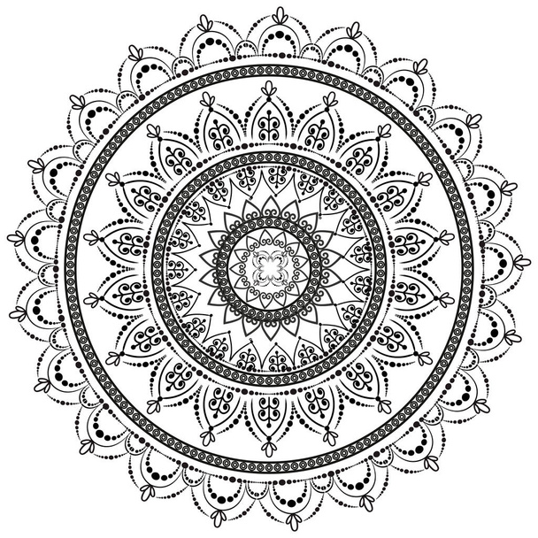 Circular pattern in form of mandala for henna. Mehndi. - Vector, Image