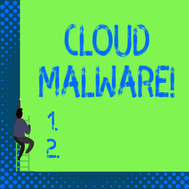 Texto manuscrito Cloud Malware. Concepto que significa archivo de software malicioso o programa dañino para una computadora
. - Foto, imagen