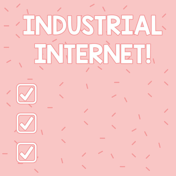 Az ipari internetet ábrázoló szöveges jel. Fogalmi fotó használata az interneten a dolgok az ipari ágazatokban Pink Tiny Sprinkles konfetti elszórtan véletlenszerűen a világosabb Shade háttér. - Fotó, kép
