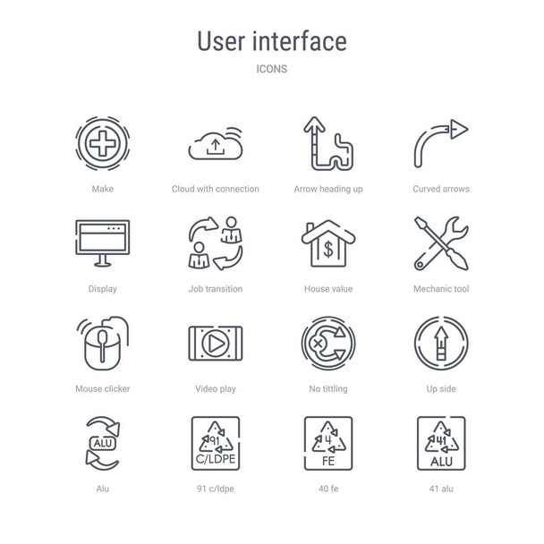 set of 16 user interface concept vector line icons such as 41 al - Vector, Image