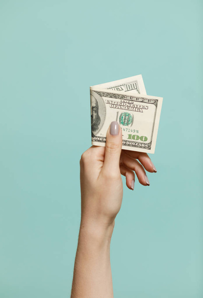 Business and Finances concept. American Dollars Cash Money. Close-up Hands with money American dollars. - Foto, imagen