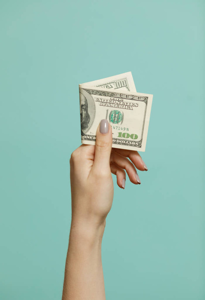 Business and Finances concept. American Dollars Cash Money. Close-up Hands with money American dollars. - Foto, Imagen