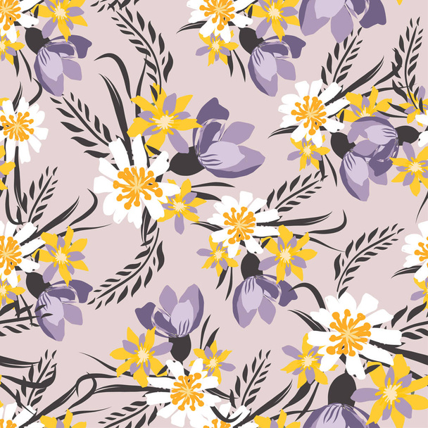 Vintage Seamless pattern  with flowers. Hand drawing illustration - Foto, Imagen