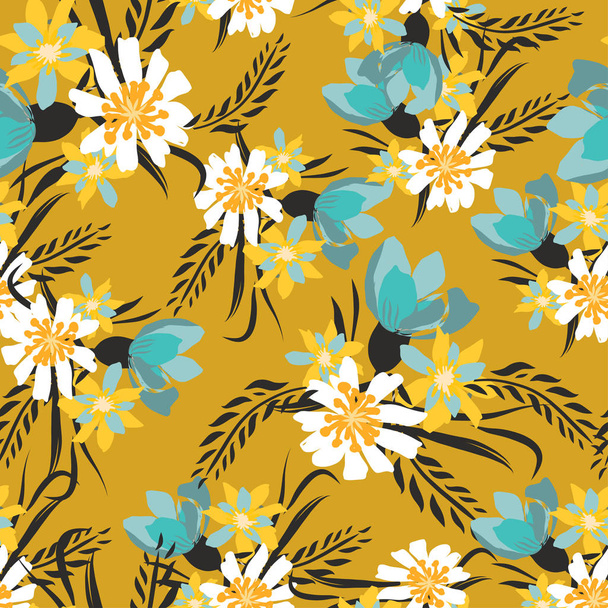 Vintage Seamless pattern  with flowers. Hand drawing illustration - Фото, изображение