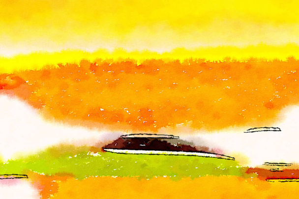 Ilustración colorida del arte pintado a mano de la acuarela: fondo abstracto del arte (ilustración 2D CG de alta resolución
) - Foto, Imagen