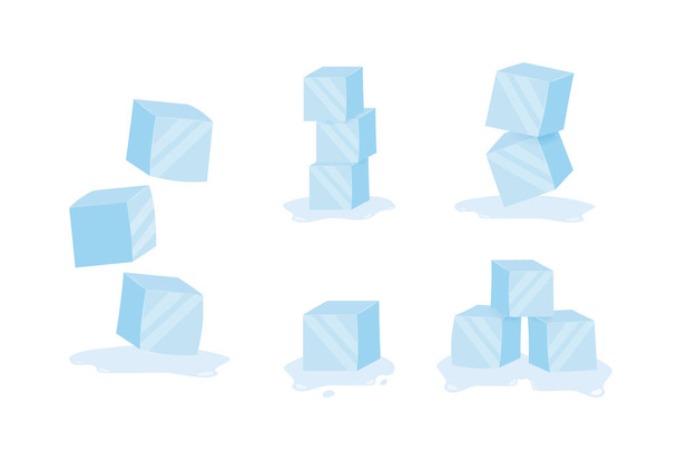 Jääkuutioita. Kylmä läpinäkyvä jäädytetty lohko. Vektorikannan kuva
 - Vektori, kuva