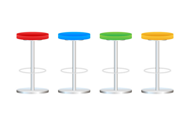 Velký klín má tvar světlé vícebarevné stojánek na 3D Židle barová. Vektorová zásoba, ilustrace. - Vektor, obrázek