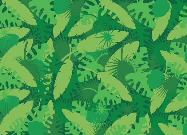 Summer background with green jungle leaves. Vector illustration - Vector, Image