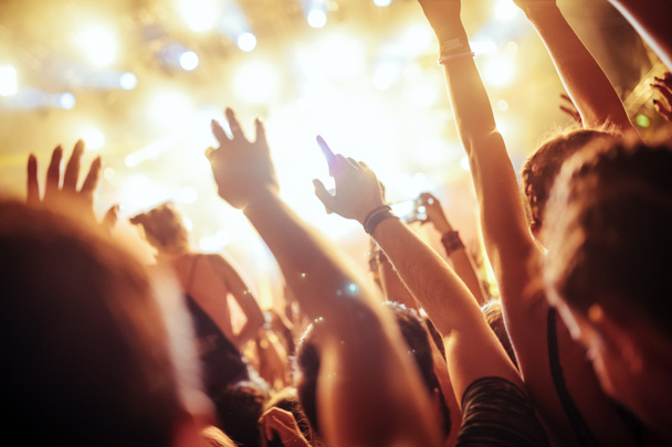 Retrato da multidão feliz dançando desfrutando no festival de música
 - Foto, Imagem