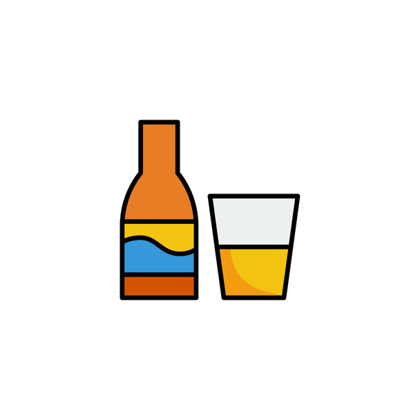 アルコール飲料ガラスとボトルアイコンベクトルイラスト - ベクター画像