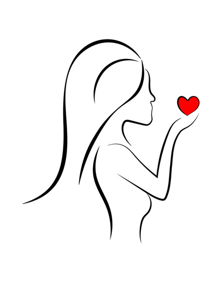 Сердце в руках девушки
 - Вектор,изображение