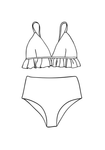 Hand drawn summer bikini illustration. Actual tropical vector ba - Vektor, kép