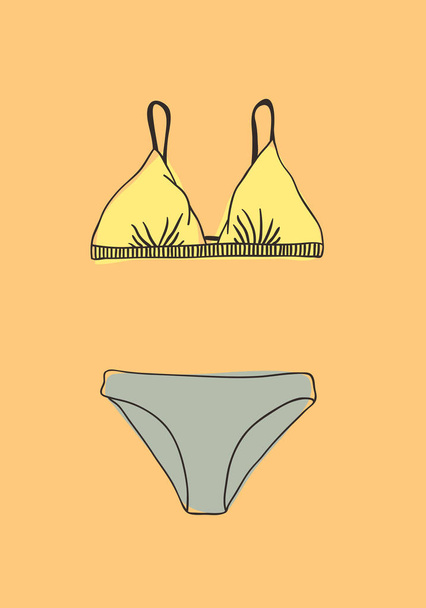Hand drawn summer bikini illustration. Actual tropical vector ba - Vektor, kép